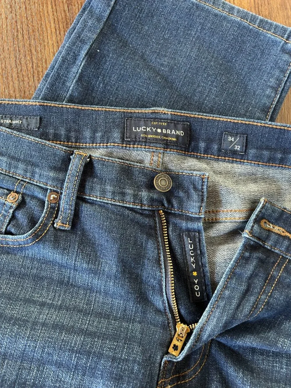 Men's Lucky Brand 221 Straight Pace Denim Blue Jeans 34x32